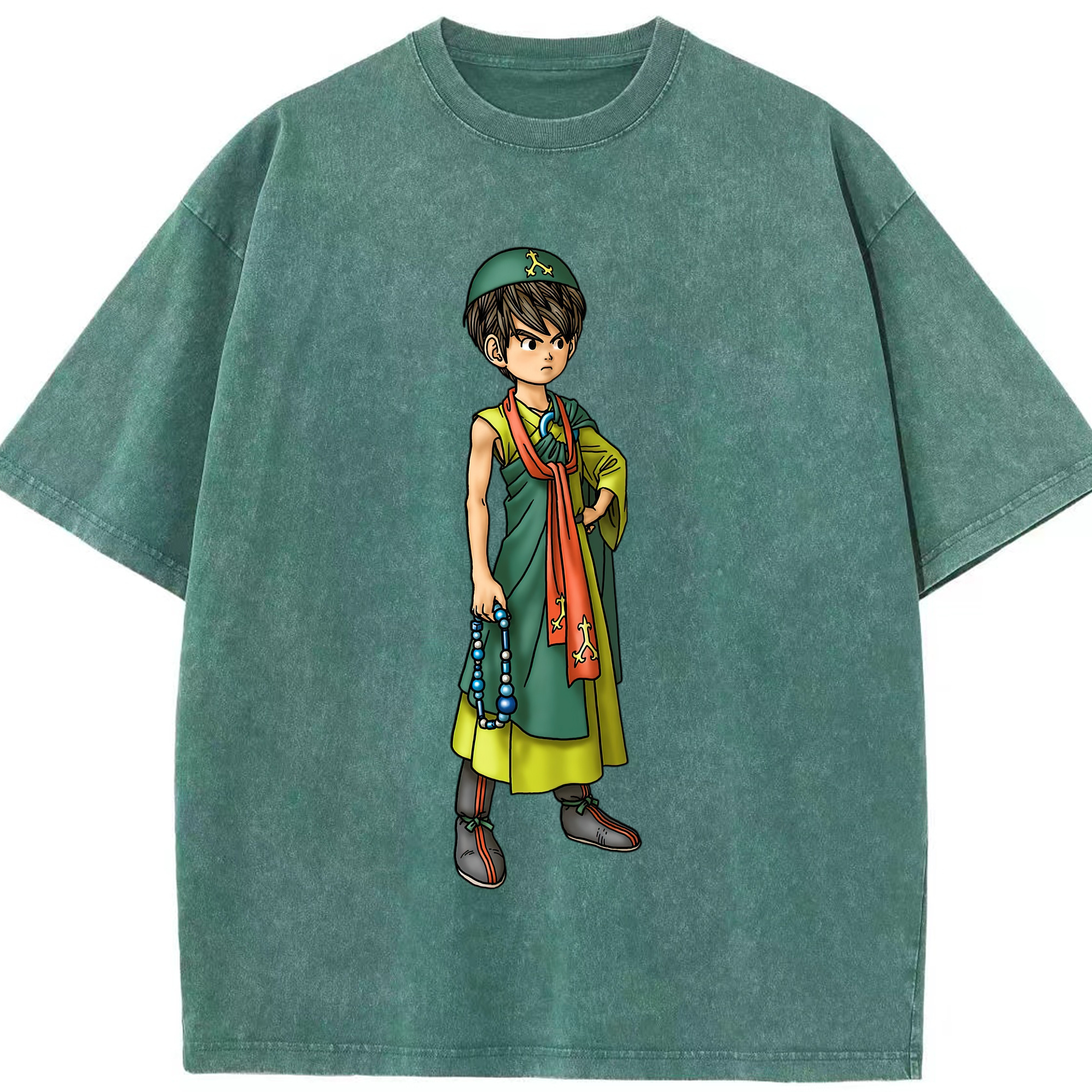 （画像用） ドラゴンクエスト Doragon Kuesuto Dragon Quest 綿100% ヴィンテージ風 半袖Tシャツ（フロントプリント）